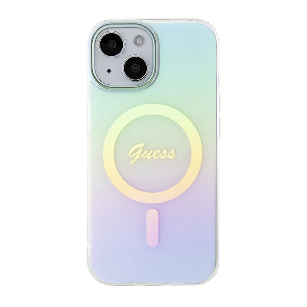 MagSafe tok Apple iPhone 15 Plus-hoz, Guess, IML Iridescent, Türkiz