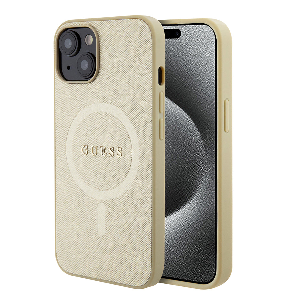 MagSafe tok Apple iPhone 15 Plus-hoz, Guess, Saffiano, Arany
