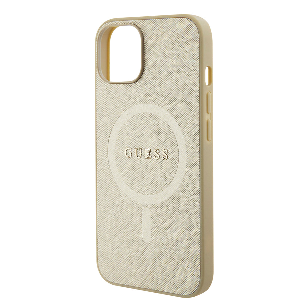 MagSafe tok Apple iPhone 15 Plus-hoz, Guess, Saffiano, Arany