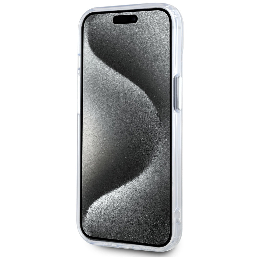 MagSafe Case for Apple iPhone 15 Plus, Karl Lagerfeld, IML Metal Karl's Head, White