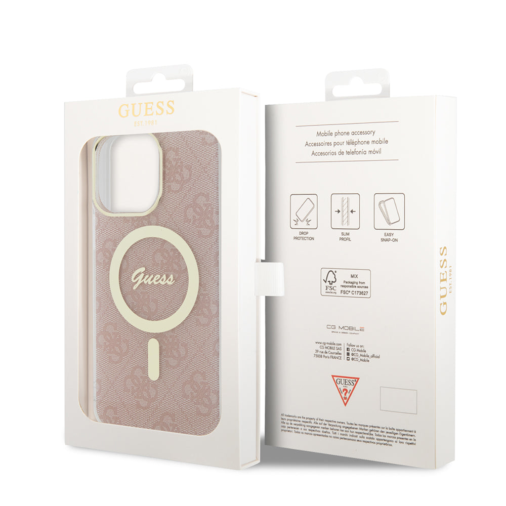 MagSafe Case for Apple iPhone 15 Pro, Guess, IML 4G, Pink