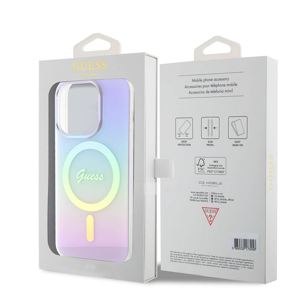 MagSafe tok Apple iPhone 15 Pro-hoz, Guess, IML Iridescent, Lila