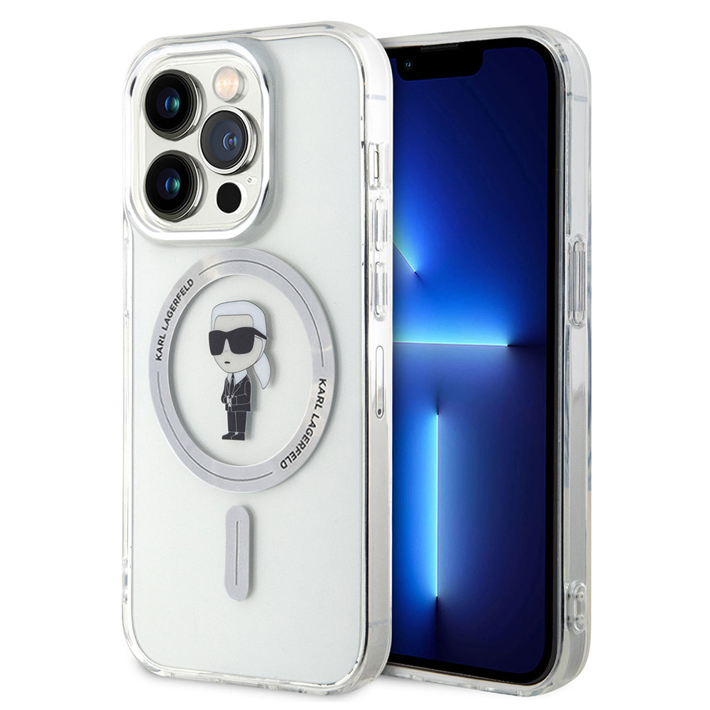 MagSafe Case for Apple iPhone 15 Pro, Karl Lagerfeld, IML Ikonik Karl, Transparent