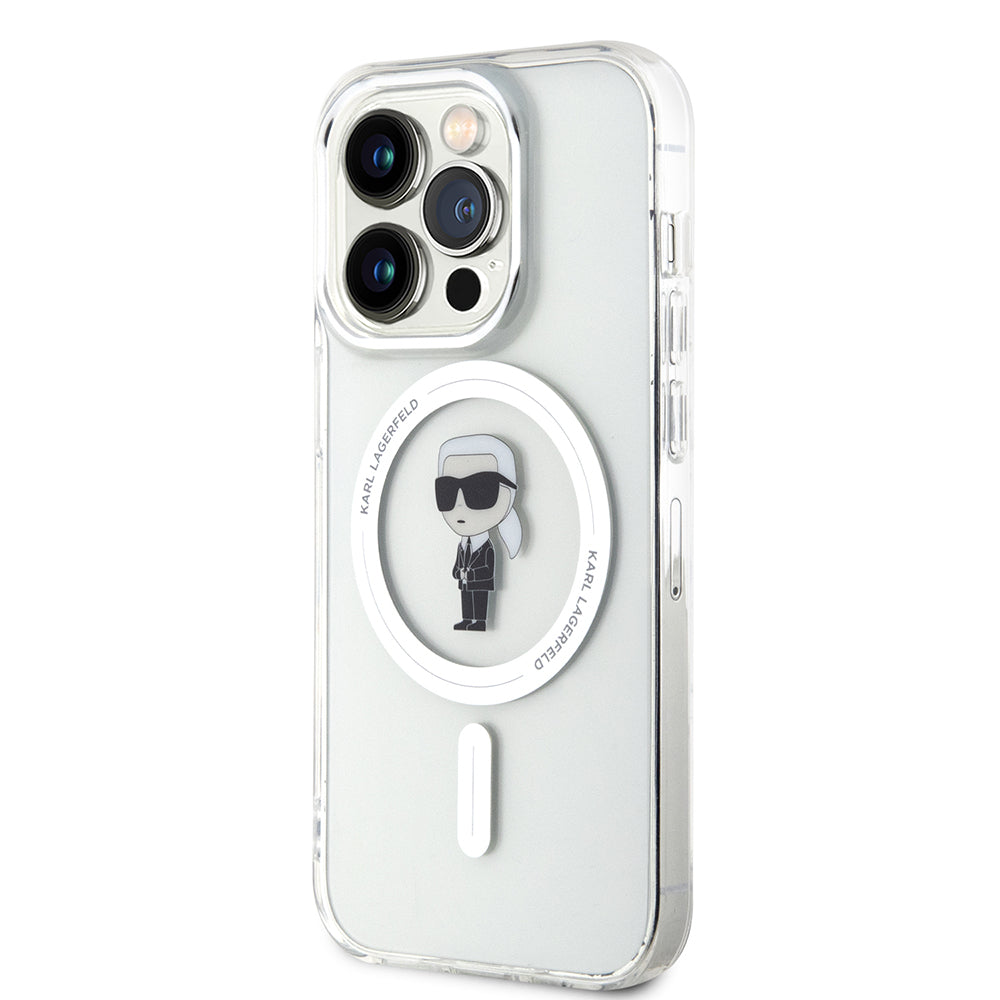 MagSafe Case for Apple iPhone 15 Pro, Karl Lagerfeld, IML Ikonik Karl, Transparent