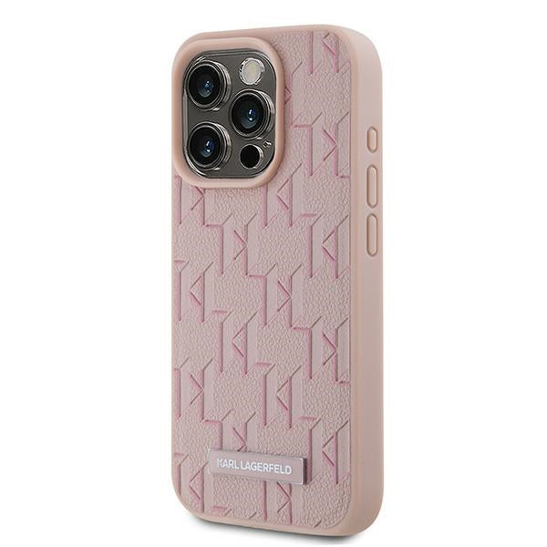 MagSafe tok Apple iPhone 15 Pro-hoz, Karl Lagerfeld, Monogram Metal Logo, Rózsaszín