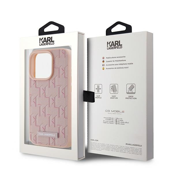 MagSafe tok Apple iPhone 15 Pro-hoz, Karl Lagerfeld, Monogram Metal Logo, Rózsaszín