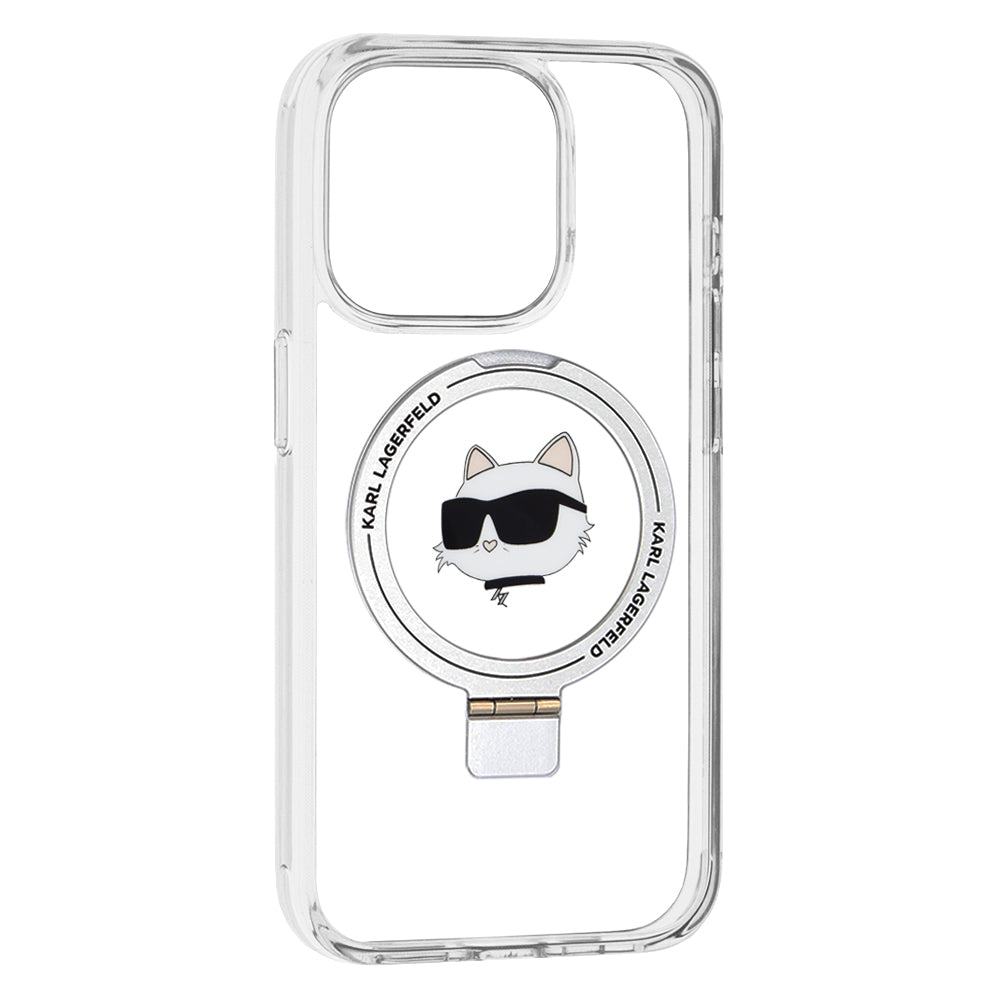 MagSafe tok Apple iPhone 15 Pro-hoz, Karl Lagerfeld, Ring Stand Choupette's Head, Fehér