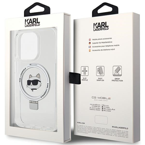 MagSafe tok Apple iPhone 15 Pro-hoz, Karl Lagerfeld, Ring Stand Choupette's Head, Fehér