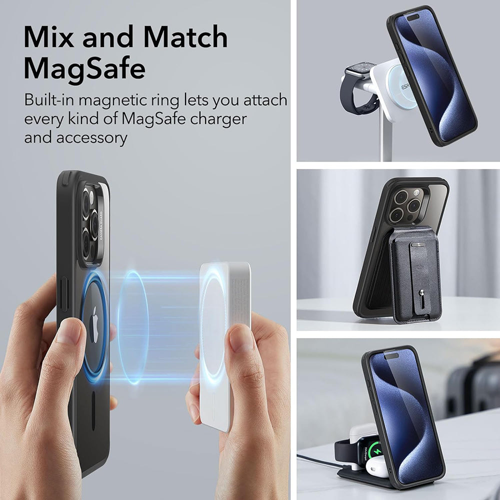MagSafe tok Apple iPhone 15 Pro Max-hoz, ESR, Classic Hybrid, Átlátszó Fekete
