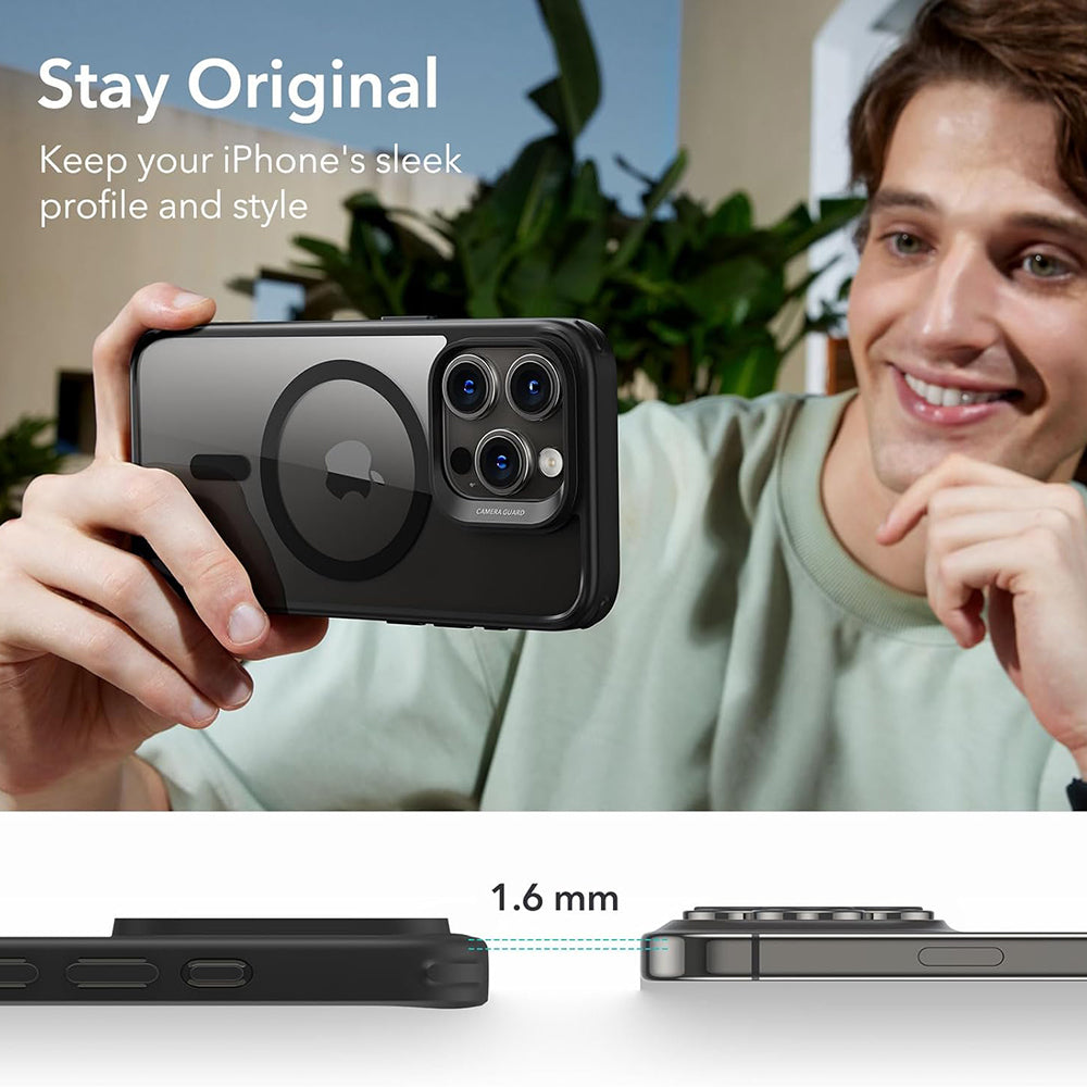 MagSafe tok Apple iPhone 15 Pro Max-hoz, ESR, Classic Hybrid, Átlátszó Fekete