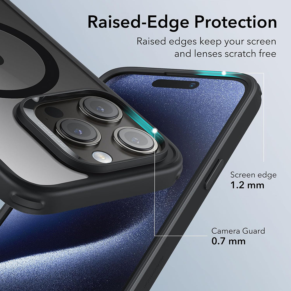 MagSafe tok Apple iPhone 15 Pro Max-hoz, ESR, Classic Hybrid, Átlátszó Fekete