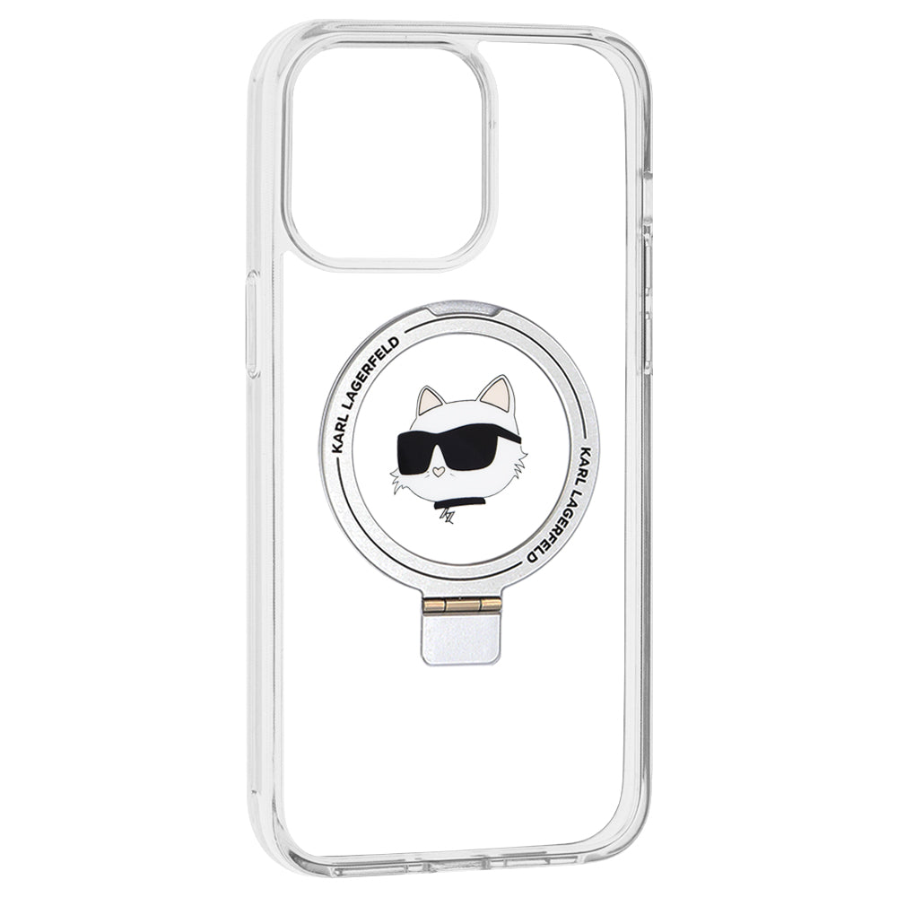 MagSafe tok Apple iPhone 15 Pro Max-hoz, Karl Lagerfeld, Ring Stand Choupette's Head, Fehér