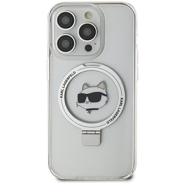 MagSafe tok Apple iPhone 15 Pro Max-hoz, Karl Lagerfeld, Ring Stand Choupette's Head, Fehér