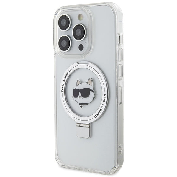 MagSafe tok Apple iPhone 15 Pro Max-hoz, Karl Lagerfeld, Ring Stand Choupette's Head, Fehér