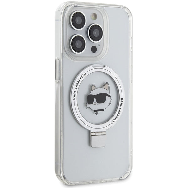 MagSafe tok Apple iPhone 15 Pro Max-hoz, Karl Lagerfeld, Ring Stand Choupette's Head, Fehér