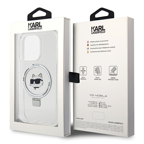 MagSafe tok Apple iPhone 15 Pro Max-hoz, Karl Lagerfeld, Ring Stand Choupette's Head, Fehér