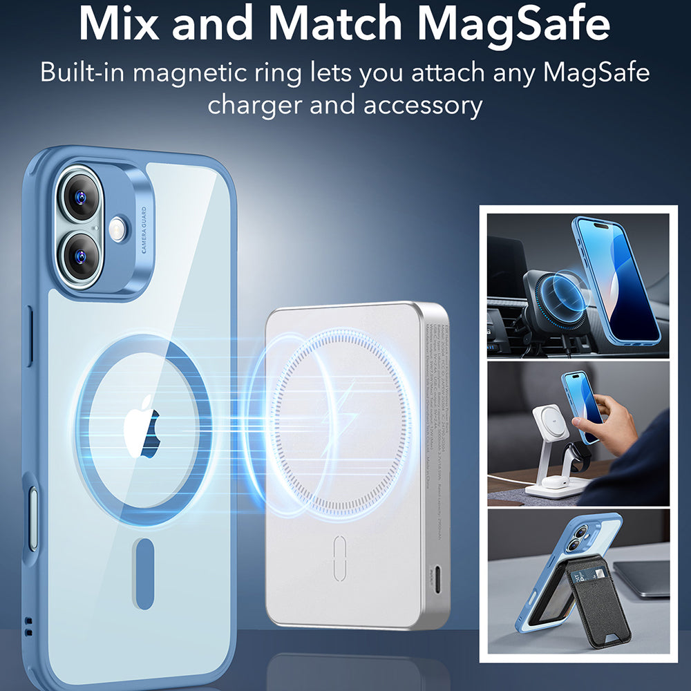 MagSafe tok Apple iPhone 16-hoz, ESR, Classic Hybrid, Átlátszó Kék