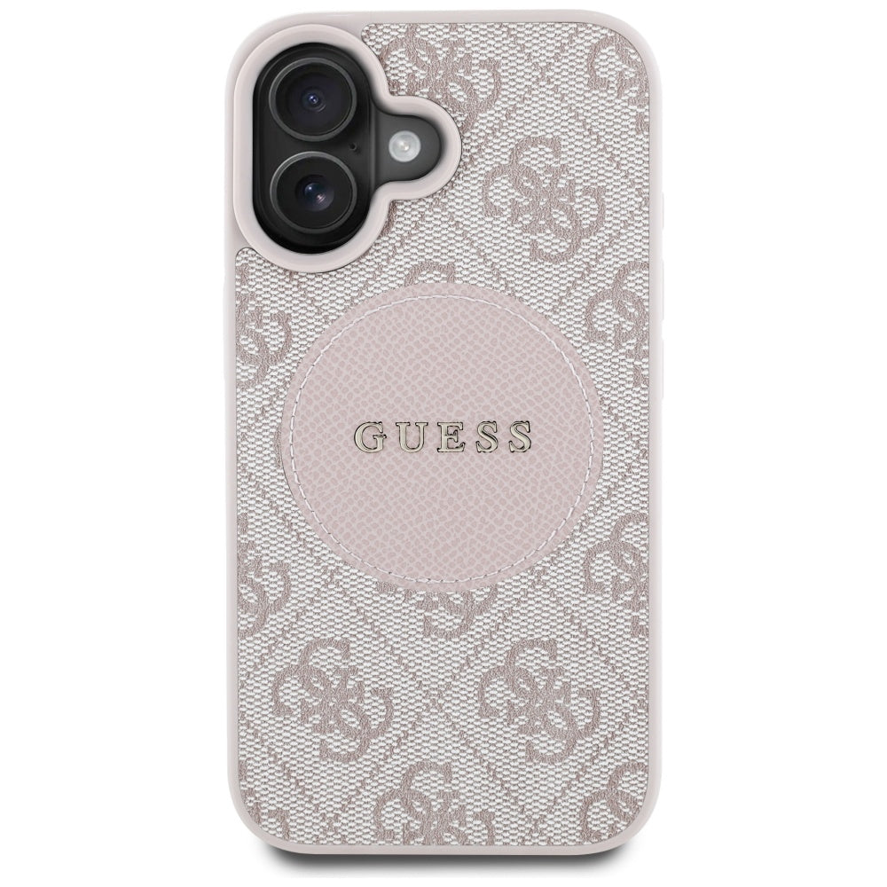 MagSafe Case for Apple iPhone 16, Guess, 4G Circle Classic Logo, Pink