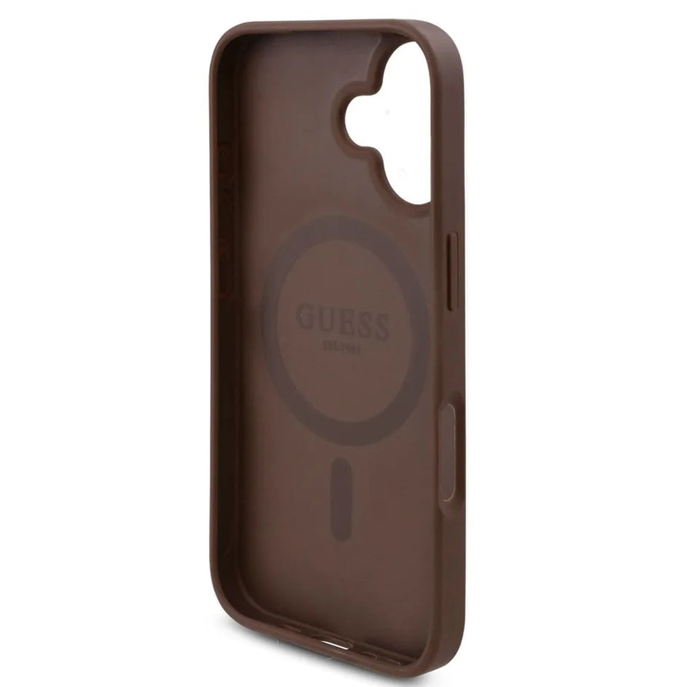 MagSafe tok Apple iPhone 16-hoz, Guess, 4G Flowers Print, Barna
