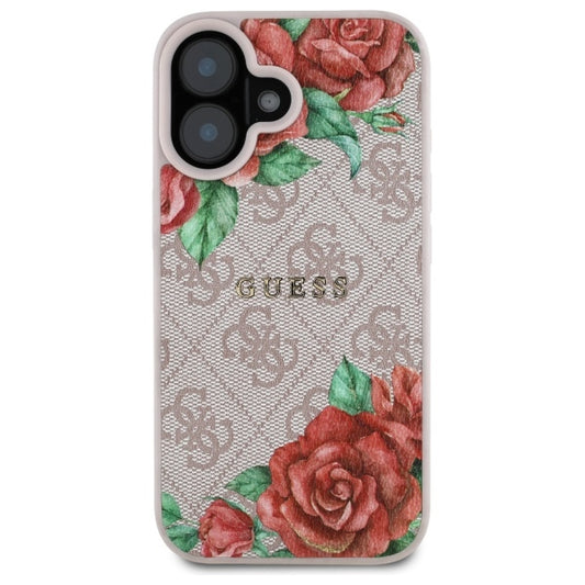 MagSafe tok Apple iPhone 16-hoz, Guess, 4G Flowers Print, Rózsaszín