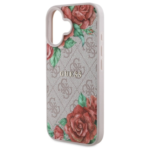 MagSafe tok Apple iPhone 16-hoz, Guess, 4G Flowers Print, Rózsaszín