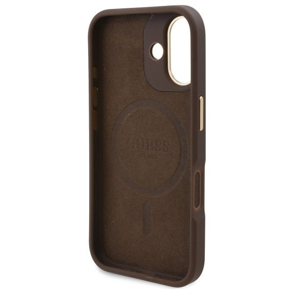 MagSafe tok Apple iPhone 16-hoz, Guess, 4G Logo Plate, Barna