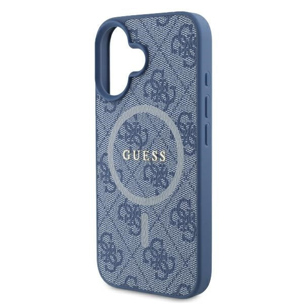 MagSafe Case for Apple iPhone 16, Guess, 4G Ring Classic Logo, Blue