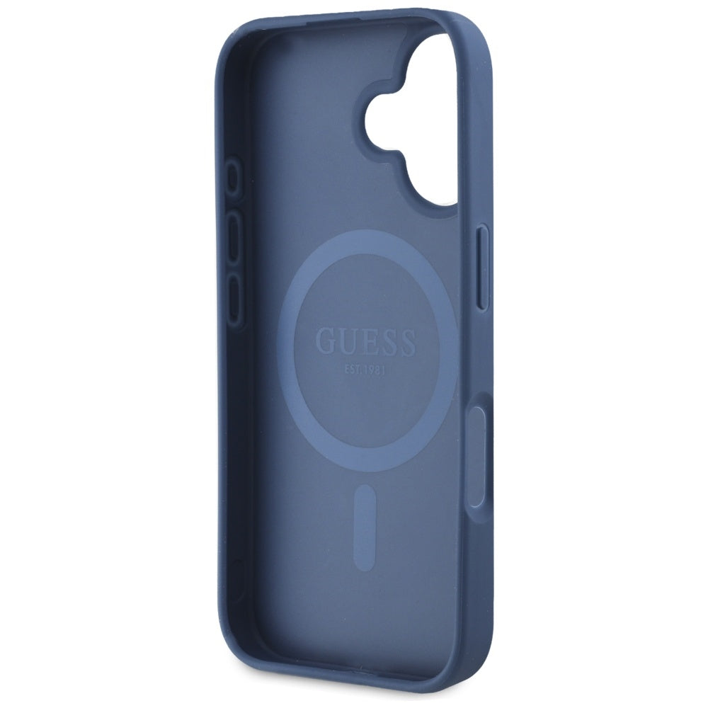 MagSafe tok Apple iPhone 16-hoz, Guess, Grained Flowers, Kék