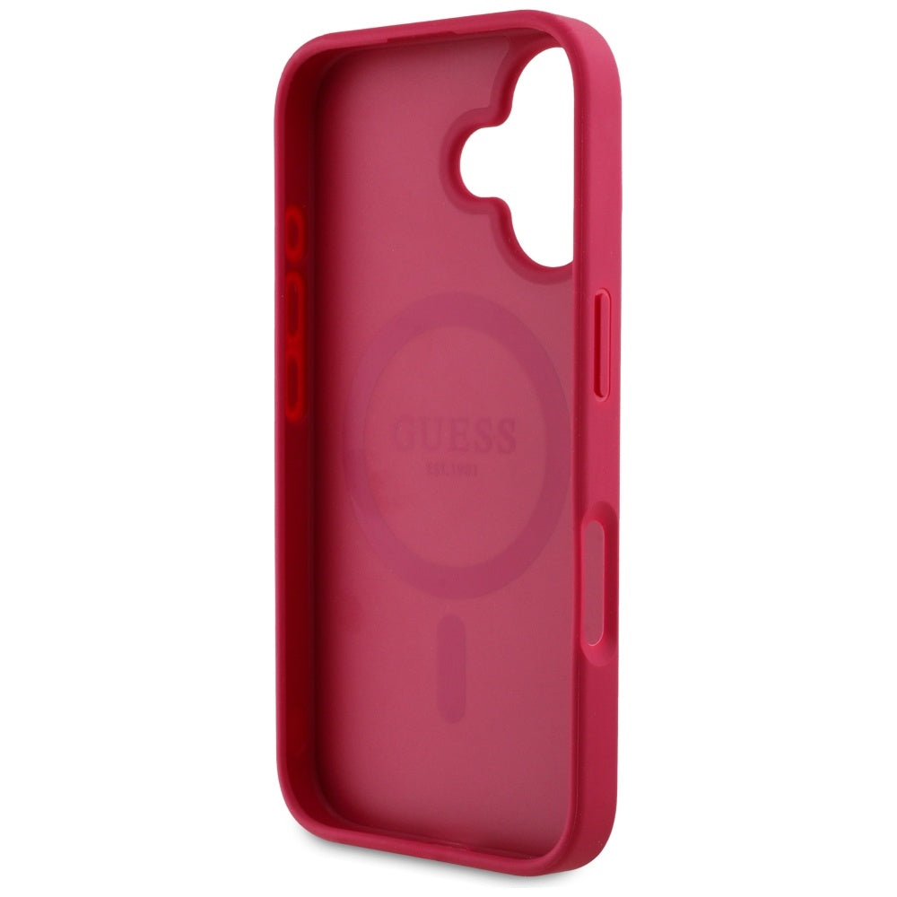 MagSafe tok Apple iPhone 16-hoz, Guess, Grained Flowers, Fukszia