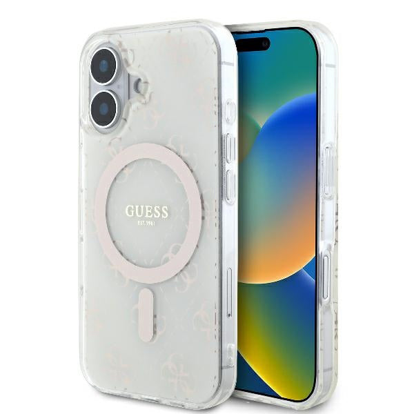 MagSafe tok Apple iPhone 16-hoz, Guess, IML 4G háttér, Fehér