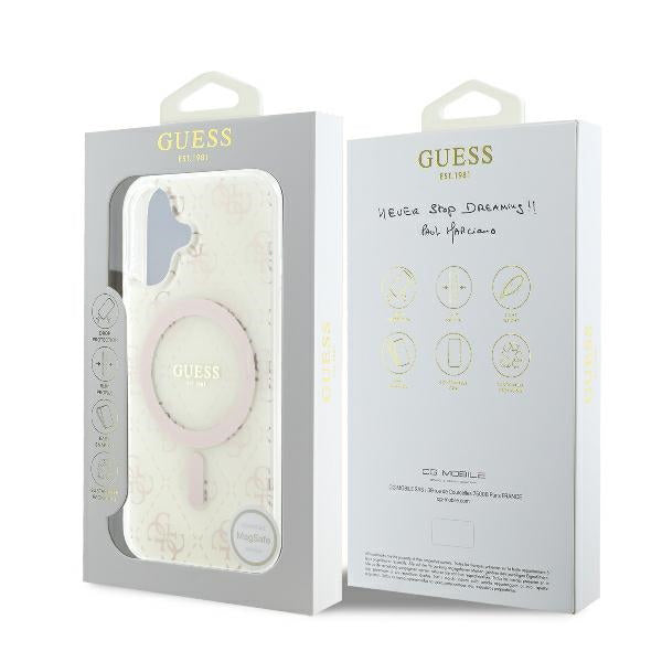 MagSafe tok Apple iPhone 16-hoz, Guess, IML 4G háttér, Fehér