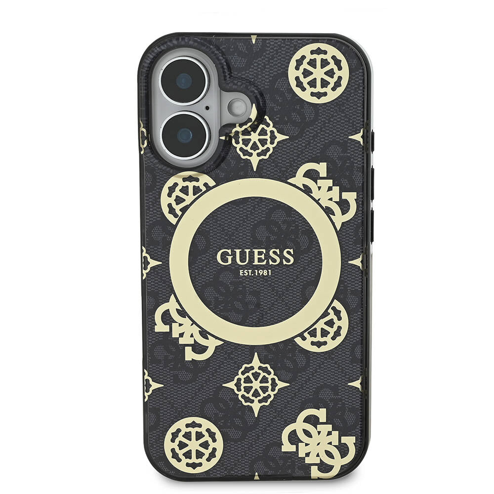 MagSafe tok Apple iPhone 16-hoz, Guess, IML 4G Peony, Fekete GUHMP16SH4PYEEK