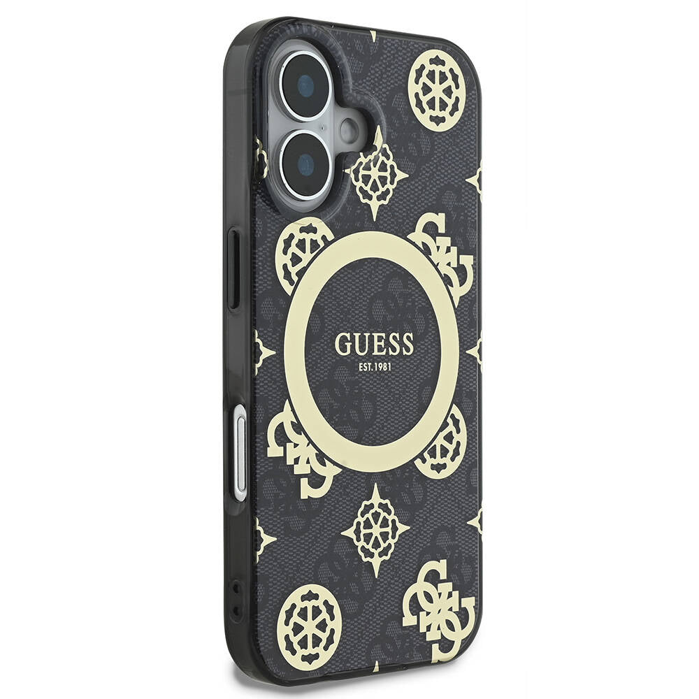 MagSafe tok Apple iPhone 16-hoz, Guess, IML 4G Peony, Fekete GUHMP16SH4PYEEK