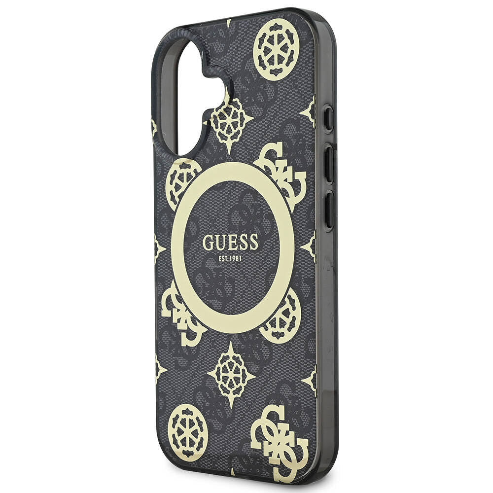 MagSafe tok Apple iPhone 16-hoz, Guess, IML 4G Peony, Fekete GUHMP16SH4PYEEK