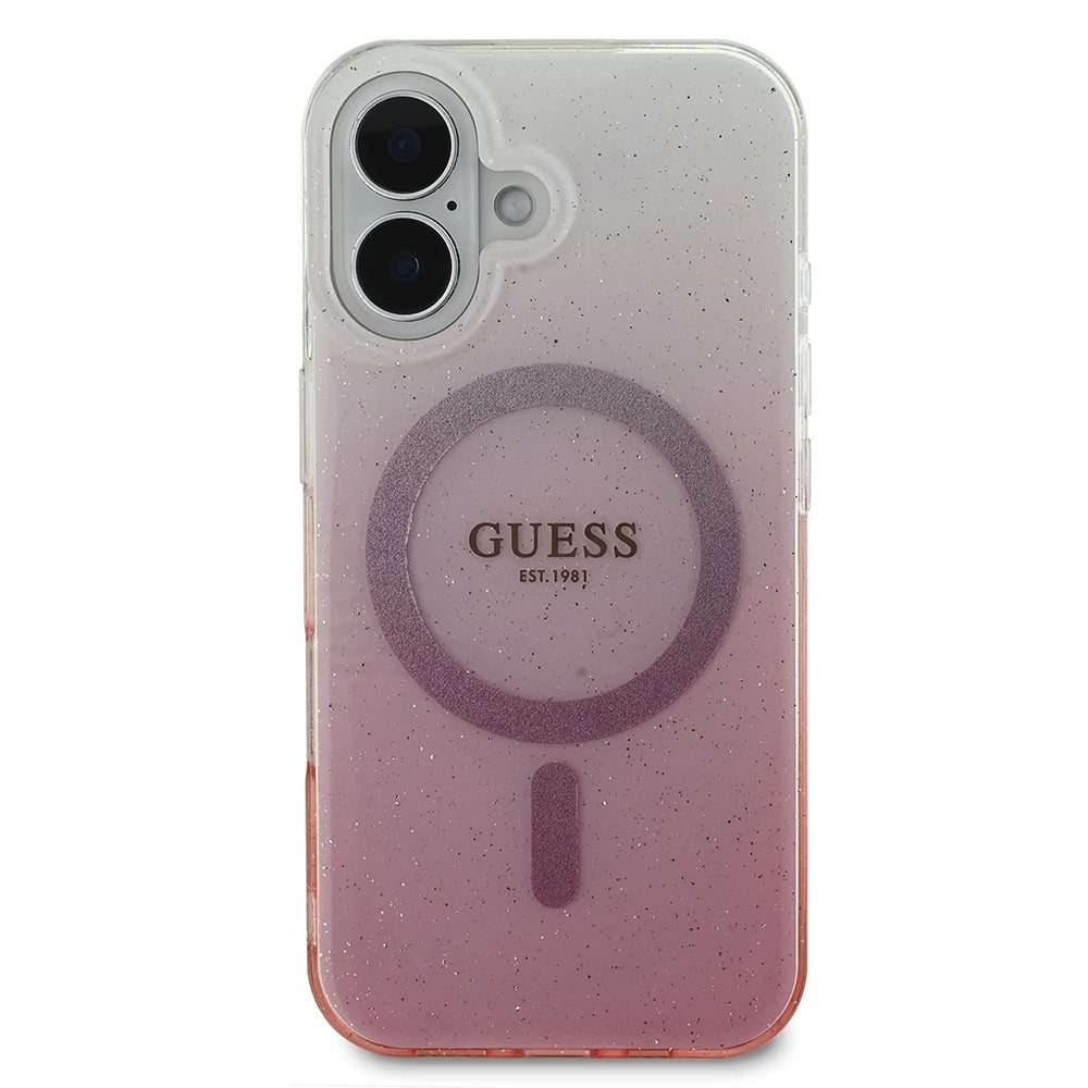 MagSafe tok Apple iPhone 16-hoz, Guess, IML Glitter Gradient, Rózsaszín