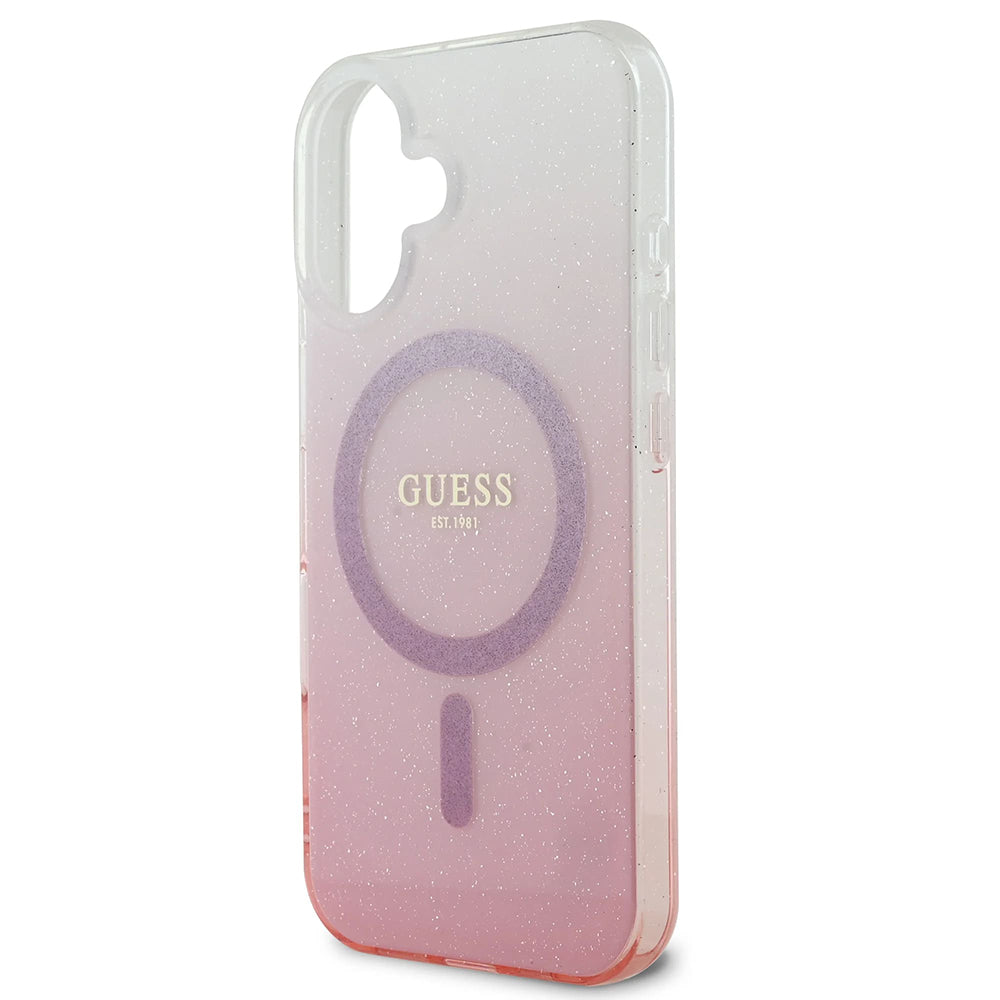 MagSafe tok Apple iPhone 16-hoz, Guess, IML Glitter Gradient, Rózsaszín