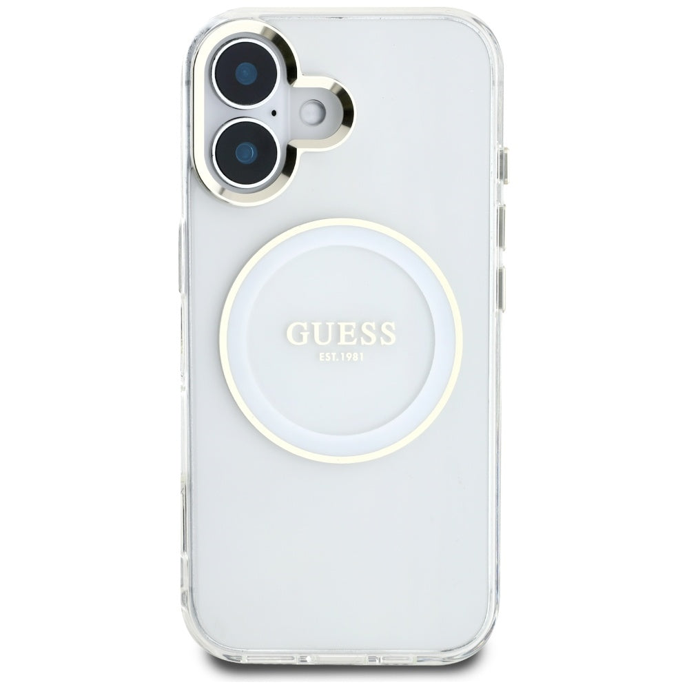MagSafe tok Apple iPhone 16-hoz, Guess, IML Metal Colored Circle, Fehér
