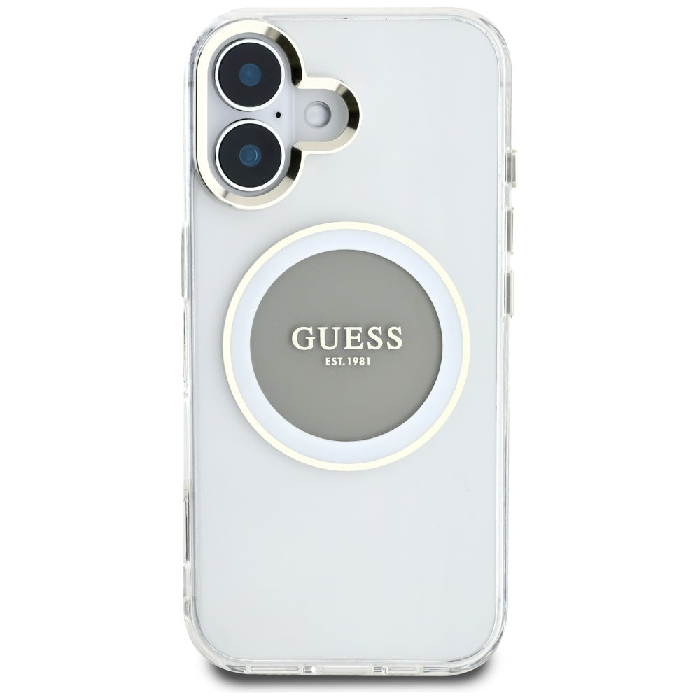 MagSafe tok Apple iPhone 16-hoz, Guess, IML Metal Colored Circle, Szürke
