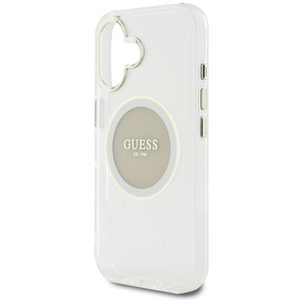 MagSafe tok Apple iPhone 16-hoz, Guess, IML Metal Colored Circle, Szürke