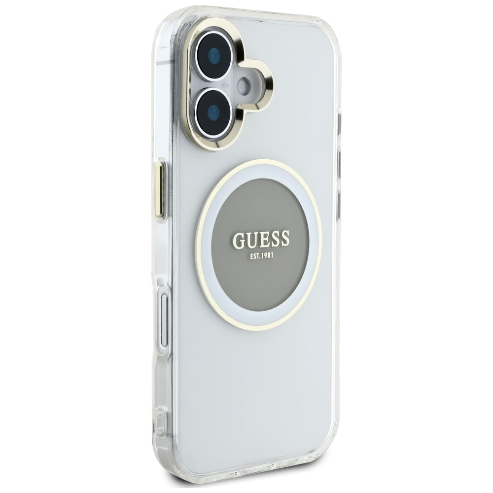 MagSafe tok Apple iPhone 16-hoz, Guess, IML Metal Colored Circle, Szürke