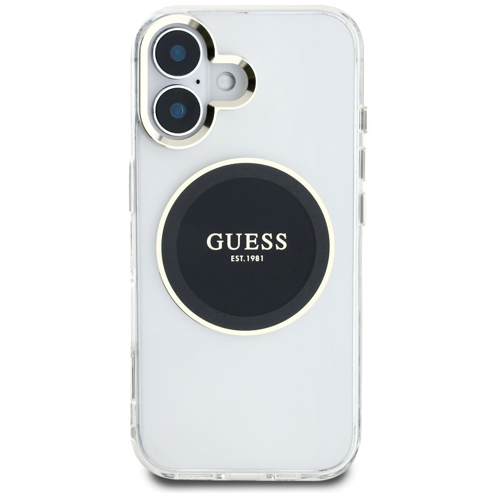 MagSafe tok Apple iPhone 16-hoz, Guess, IML Metal Colored Circle, Fekete