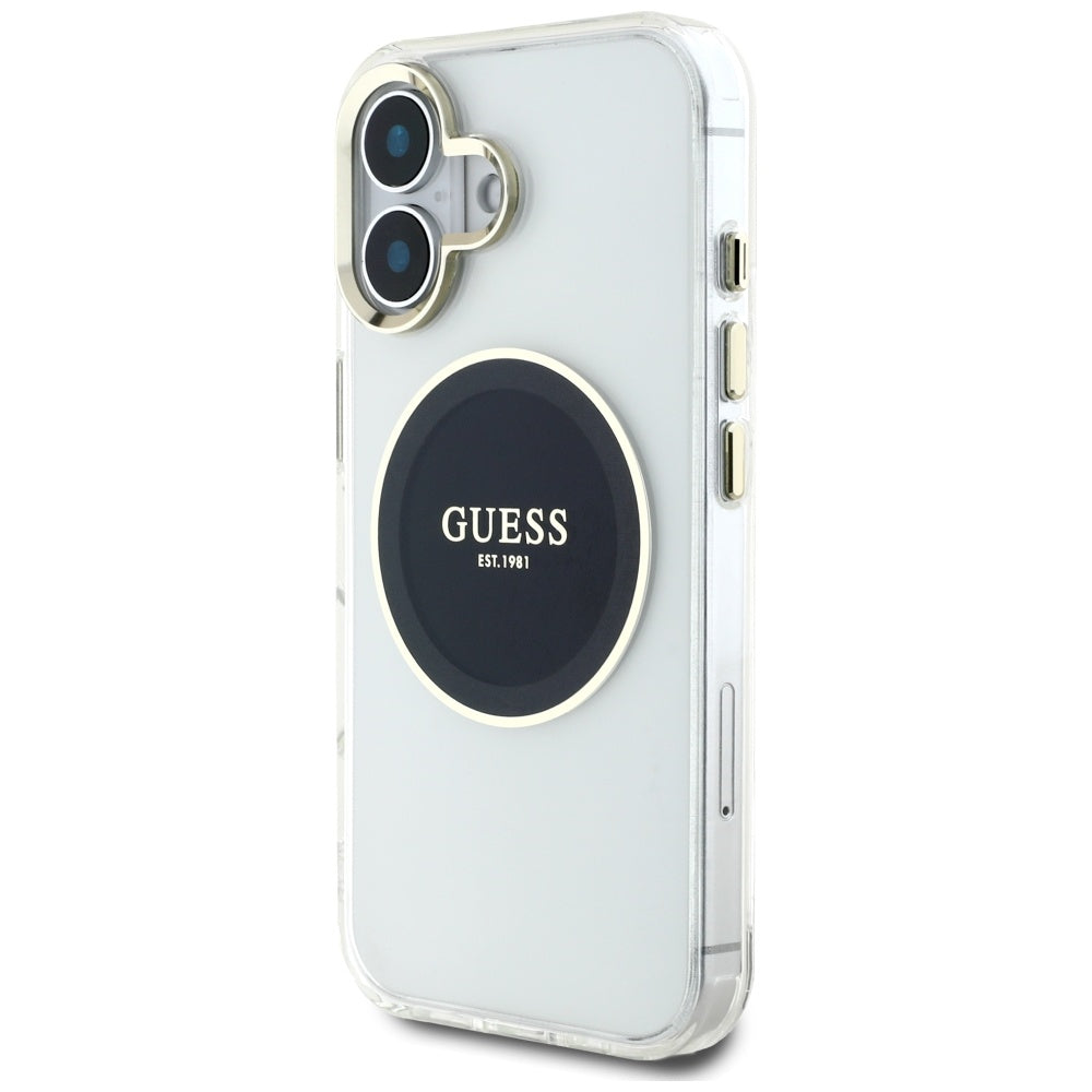 MagSafe tok Apple iPhone 16-hoz, Guess, IML Metal Colored Circle, Fekete