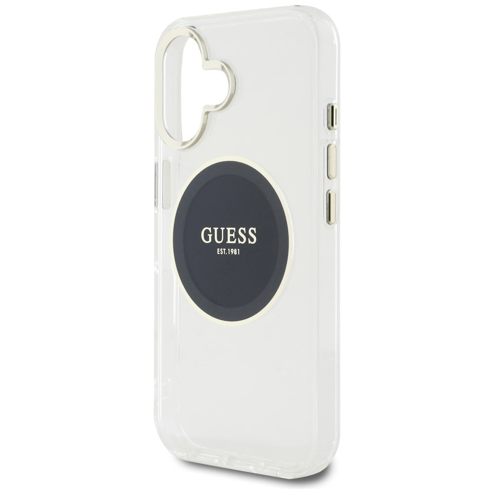 MagSafe tok Apple iPhone 16-hoz, Guess, IML Metal Colored Circle, Fekete