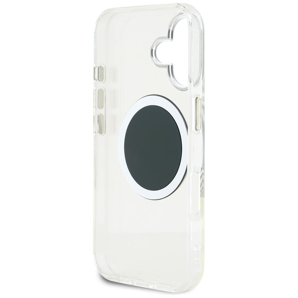 MagSafe tok Apple iPhone 16-hoz, Guess, IML Metal Colored Circle, Fekete