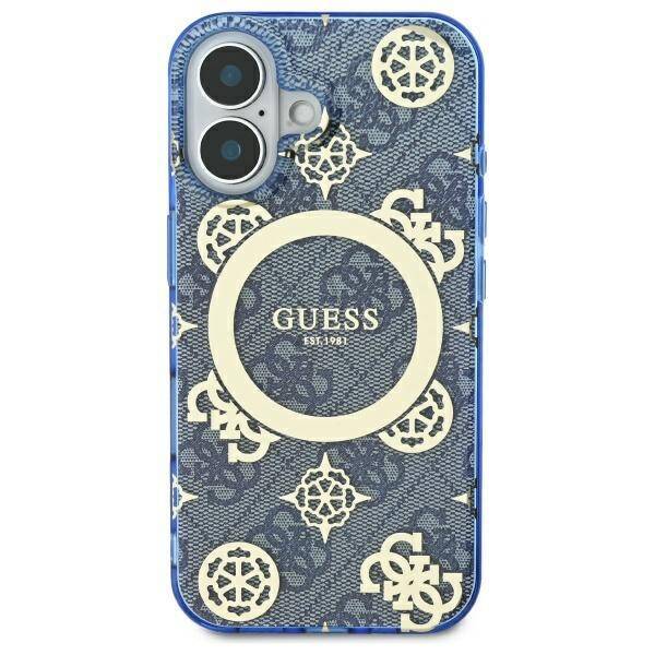 MagSafe tok Apple iPhone 16-hoz, Guess, IML Peony On 4G Background, Kék