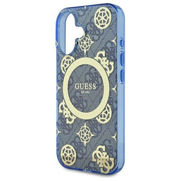 MagSafe tok Apple iPhone 16-hoz, Guess, IML Peony On 4G Background, Kék