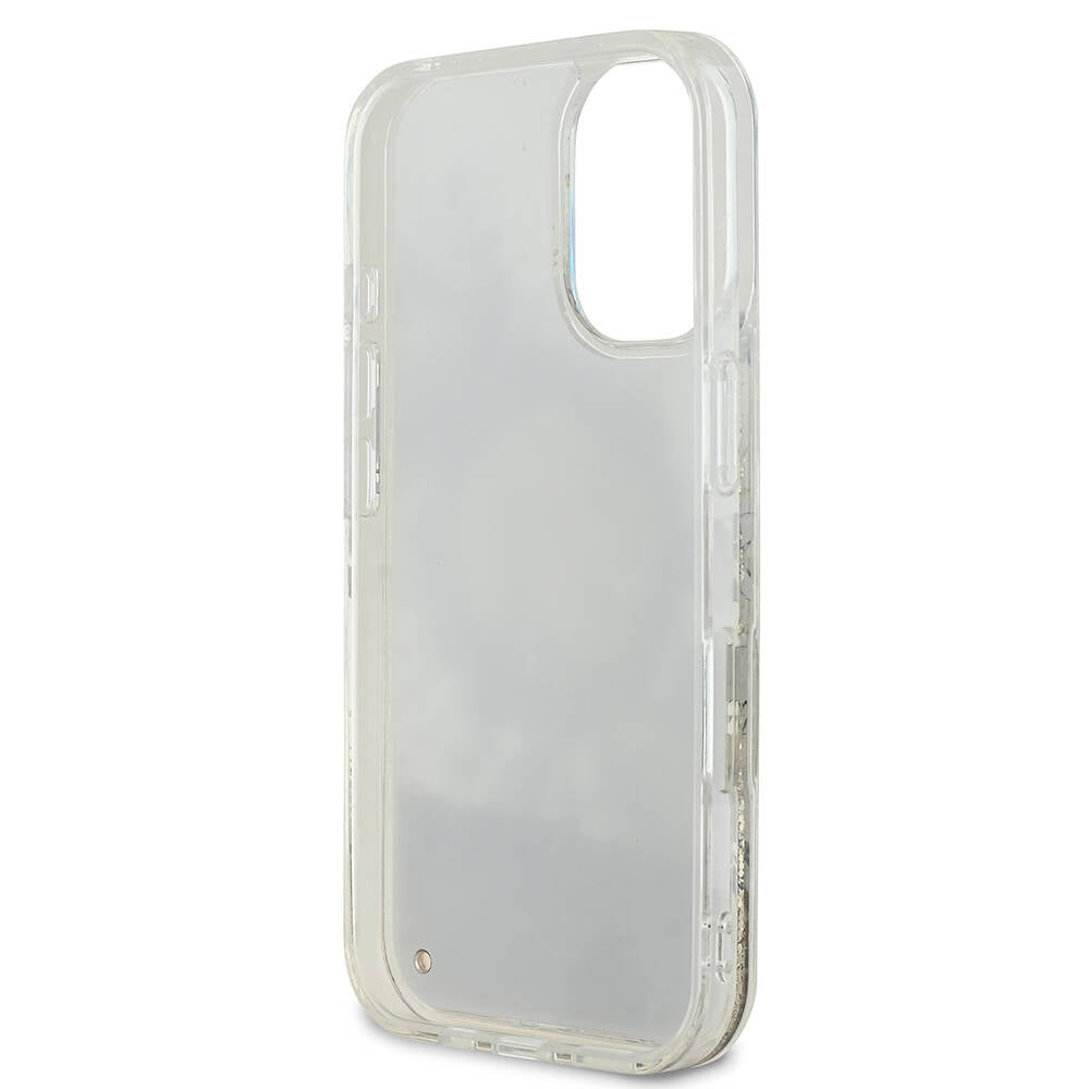 MagSafe tok Apple iPhone 16-hoz, Guess, Liquid Glitter Flower, Bézs