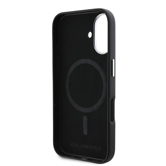 MagSafe tok Apple iPhone 16-hoz, Karl Lagerfeld, FW Metal Plate, Fekete