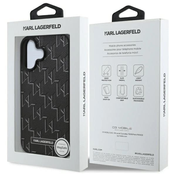 MagSafe tok Apple iPhone 16-hoz, Karl Lagerfeld, Hot Stamp, Fekete