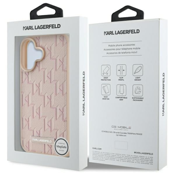 MagSafe tok Apple iPhone 16-hoz, Karl Lagerfeld, Hot Stamp, Rózsaszín